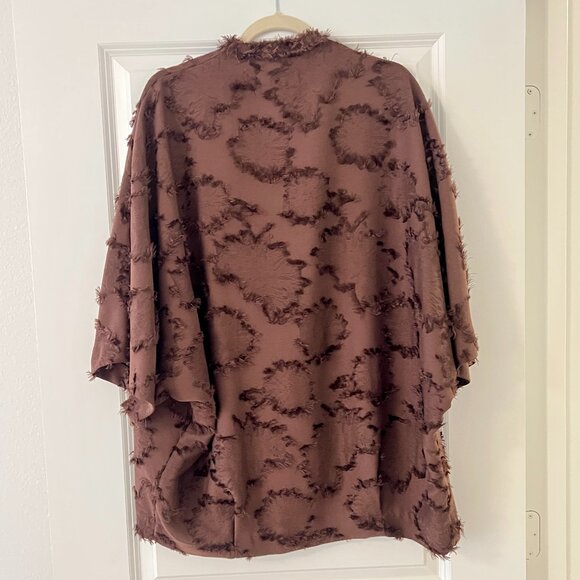 Zara Chocolate Brown Wrap Kimono Jacket Cardigan Short Sleeve - Picture 3 of 3